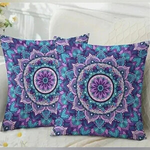 Purple Yoga Mendela Paisley Festival Bohemian Retro Pillow Cover New Set Of 2
